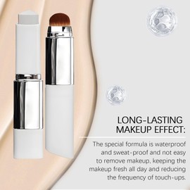 Chartming Color Changing Foundation Stick, 2Pc Cover Cream Stick V White Foundation Stick, Full To Medium Coverage Base Makeup, With Brush Head,Suitable for All Skin Types (Natural)