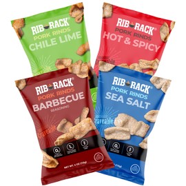 Rib Rack Pork Rinds, 4 Count Variety Pack - 4 x 4 oz