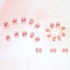 SINLOV Medium Long Square Fake Nails Pink Flower French False