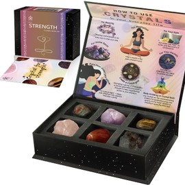 Tirmanaz Crystals and Healing Stones, 6Pcs Healing Crystals, Strength Crystal Set with Guide Book, Chakra Stones Crystals for Healing, Meditation, Yoga, Healing Gifts, Birthday Gifts for Women