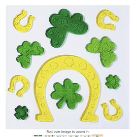 St. Patrick’s Day Window Gel Clings – Bundle of (4) Sheets, Including St Patrick’s Day, Shamrocks, Leprechaun/Pot of Gold, Luck of The Irish Horseshoes/Shamrocks (68 Pcs Total)