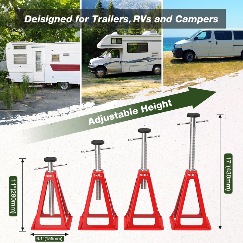 SHALL RV Stabilizer Jacks, 4-Pack Heavy Duty Aluminum Jack Stands