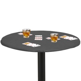 Grey Fitted Card Game Table Cover Tablecloth Felt Elastic Fits Round Tables 36 to 48 inches (Grey, 36)