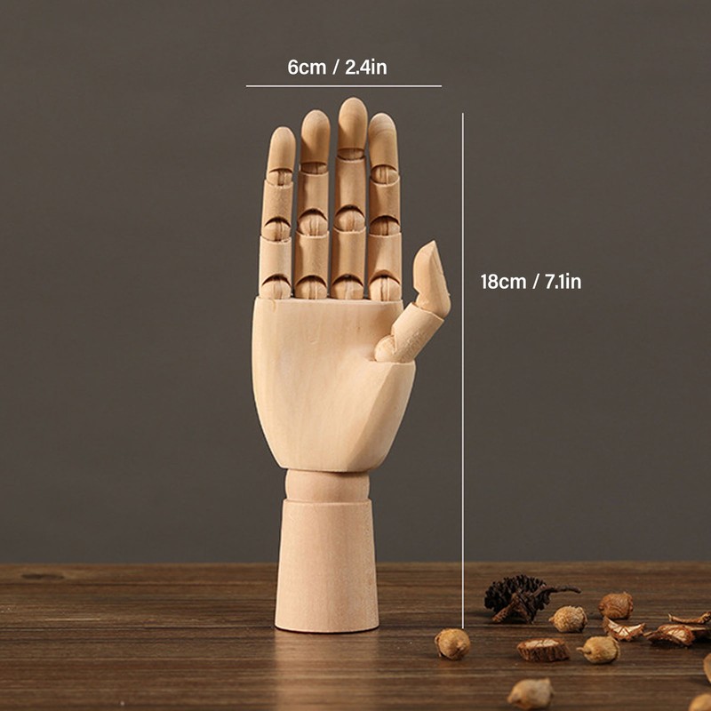 Flexible Wooden Hand Model Moveable Wooden Artists Manikin Hand Figure