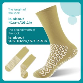 6 Pair Double Sided Tread Non Slip Socks Slip Stopping Safety Socks Fall Prevention Socks for Wide Bariatric (Coffee,Large)