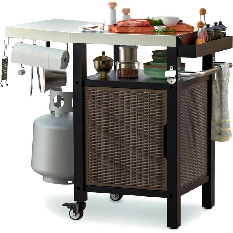 Kitchen onlyfire 35 Inch Rolling Kitchen Island and BBQ Serving