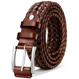 BULLIANT Mens Belts,Leather Woven Braided Belts for Gift Men Casual Jeans Golf(Light Brown,36"-40" Waist Adjustable)