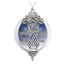 ALS Lou Gehrig's Disease Believe Christmas Ornament Choose Snowman Snowflake Bulb (Bulb)
