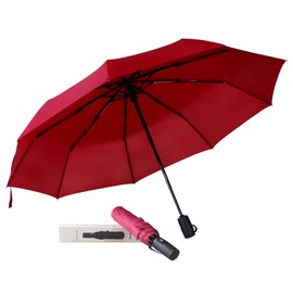 AMVUZ Umbrella Storm Proof Travel Windproof Open-Close Automatic Pocket Umbrella, 210T Teflon Coating Umbrella, red