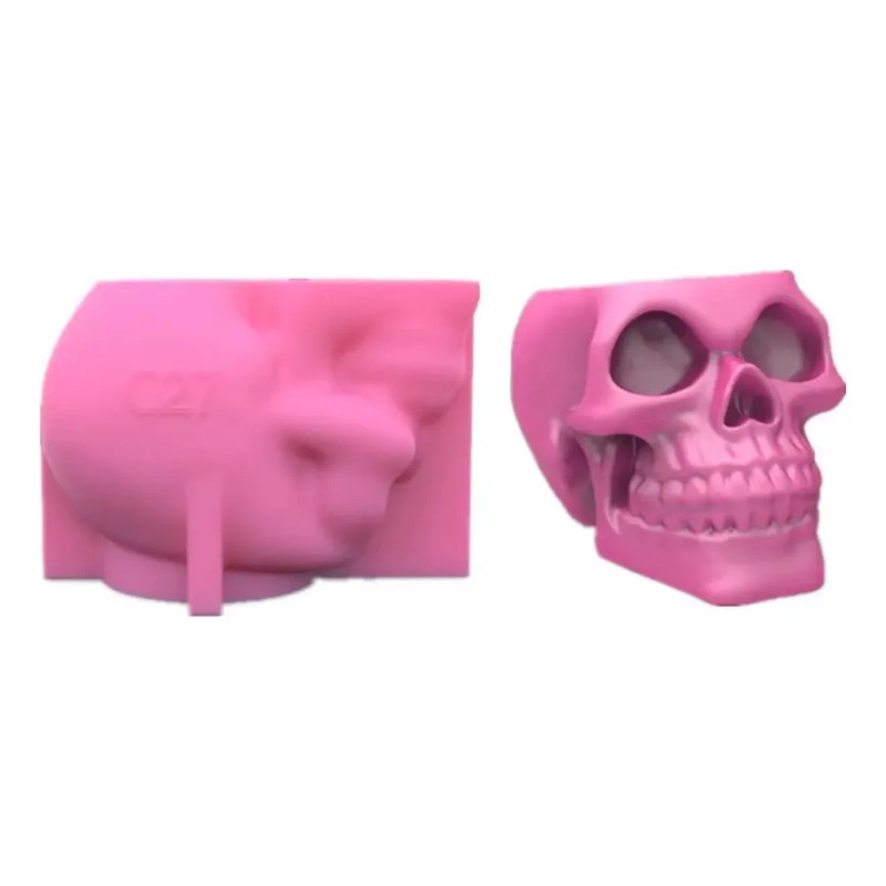 Molde De Resina Para Maceta Calavera Con Flor En Silicona