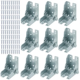 Biugaaufai 10 Pack 2.6 x 2.4 inches 90 Degree Folding Hinges Brackets with Screw, Self Locking Folding Table Leg Hinges, 90 Degree Foldable Table Leg Bracket for Furniture(Silver)