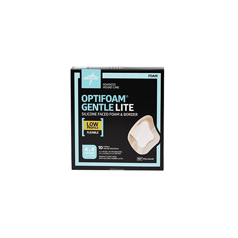 Medline Optifoam Gentle Lite Foam Dressings, with Border, 4" x