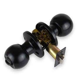 HANDLESTORE® Locking Door Knobs - Entrance, Privacy or Passage with Keys or Thumb Locking - Matt Black (Privacy Knob)