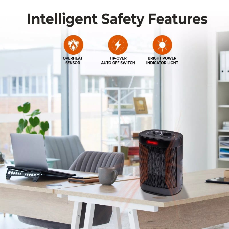 Comfort Zone Desktop Space Heater with Adjustable Thermostat & Tip-Over