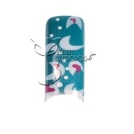 Teal Print Pre-designed Acrylic/UV Gel Artificial/False French Nail Tips (70 pcs.)