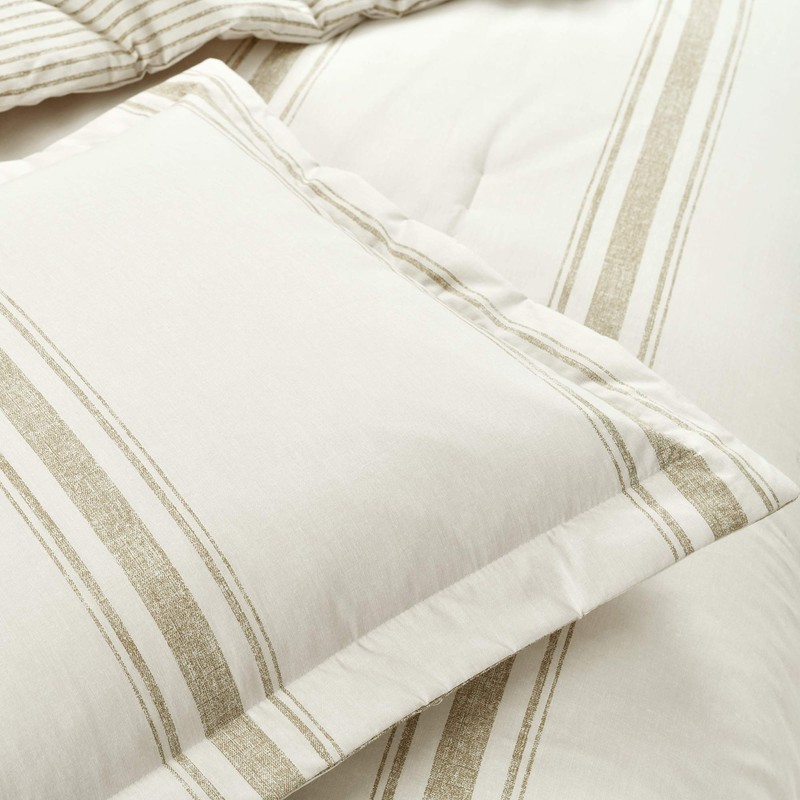 Lush Decor Comforter Farmhouse Stripe, Full/Queen, Neutral