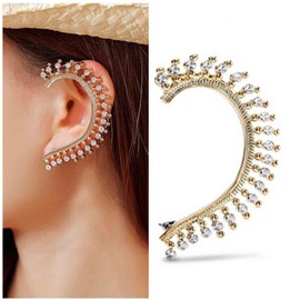 Yheakne Boho Rhinestone Ear Climber Earrings Gold Cz Crystal Ear Crawler Earrings Ear Wrap Crystal Earrings Minimal Clip on Wrap Earrings Jewelry for Women and Girls