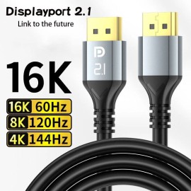 VegGieg DisplayPort 2.1 Cable 16K DP 2.1 16K@60Hz 8K@120Hz 4K@240 1M 3.28FT HQ A&V Cable