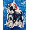 Miniature Schnauzer Dog Ornament with Santa Hat and Christmas Lights