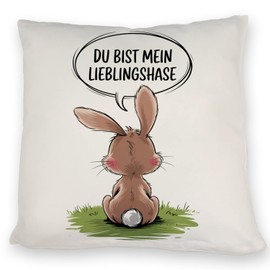 Du bist Mein Lieblingshase Kissen Romantisches DekoKissen mit Spruch - Valentins- und Ostergeschenk