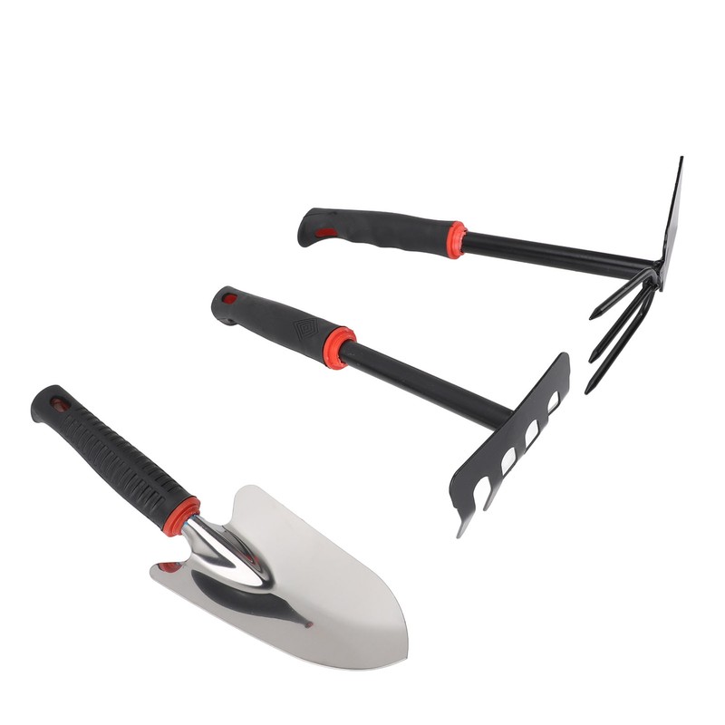 3PCS Garden Tool Set Iron Stainless Steel Five Teeth Rake
