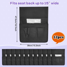 Chair Pockets for Classroom 12 Pack 15 x 19 Inch Chairback Buddy Pocket Chart Seat Back Organizer Student Storage with Lable Slot for Classroom Kindergarten School Home
