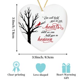 Cardinal Memorial Gift Ceramic Ornament We Will Hold You in Our Hearts Sympathy Gifts for Loss of Loved One Father Mother Son Husband Grandma Baby Loss Gifts Christmas Tree Decorations
