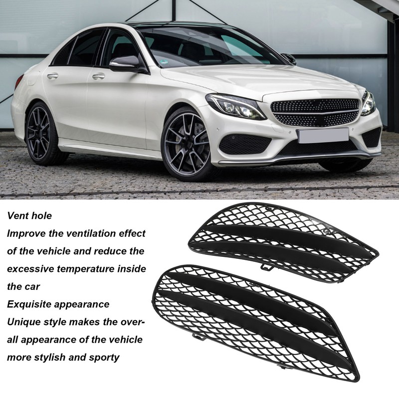 1 Pair Front Bumper Fog Light Grille Black Replacement For
