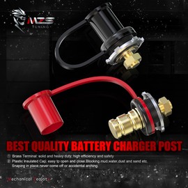 MZS Universal Battery Jump Post, Charging and Jumper Terminals Relocation Kit Compatible with Maverick X3 UTV ATV Car Trucks RV Tractor Mower Diesel Boat w/4 Gauge Battery Cables & Mounting Bracket