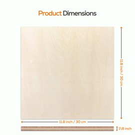 Proflex Basswood Plywood 6pcs, 1/8" x 12” x 12” Real Wood Plywood Sheets Premium “A” Grade with Smooth Sanded Finish, Perfect for Laser Cutting & Engraving, Crafts, and DIY Projects.