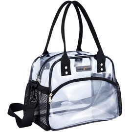 USPECLARE Clear Multi-purpose Tote Bag, Transparent Lunch Bag with Removable Bottom Board, Adjustable Shoulder Strap, Stadium Approved, 12 * 9.8 * 6 Inches, 4.97L, Clear PVC, Hand Wash