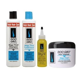 Doo Gro Mega Thick Hair Care Set – Shampoo, Conditioner, Growth Oil & Vitalizer – Strengthens, Thickens & Promotes Healthy Hair Growth