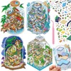 4 Sets DIY 3D Mini Bottle House Sticker Scenes with