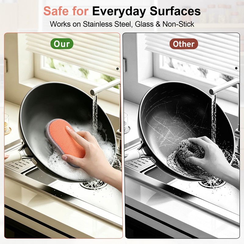 Kitchen Sponges for Washing Dishes, 1 Inch Thick Dual-Sided Dish