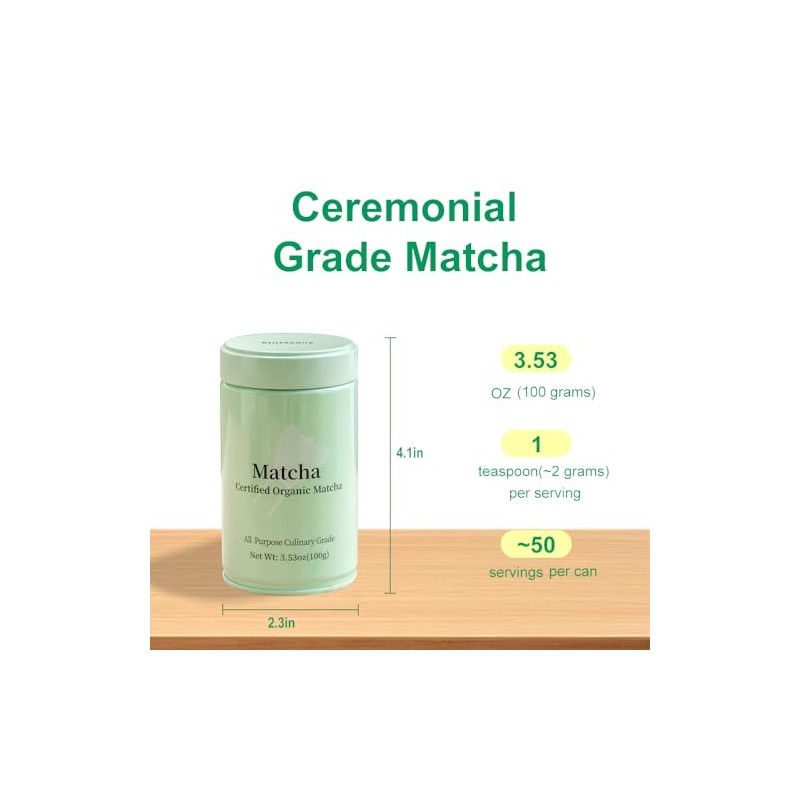Premium Organic Matcha Green Tea Powder - 100% Pure &