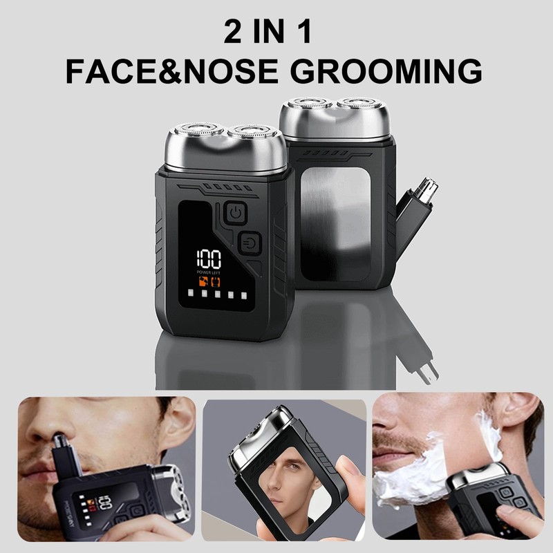 Electric Shaver and Nose Hair Trimmer 2-in-1, Portable Mini Shavers