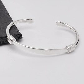 VN Jewelry Mens Solid 925 Sterling Silver Torque Bangle Bracelet Adjustable Size | Plain Silver Torque Bangle For Men