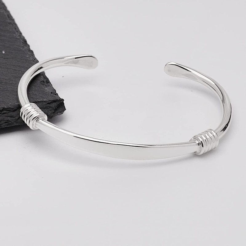 VN Jewelry Mens Solid 925 Sterling Silver Torque Bangle Bracelet