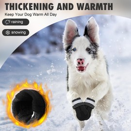 Dog Shoes for Large Small Medium Dogs Warm Non-Slip Protective Dog Boots for Winter Cold Pavement Waterproof Cotton Paw Protector for Snow Rain Outdoor (Black-B, #7 (3.34"*2.75")(L*W) for 40-58 lbs)