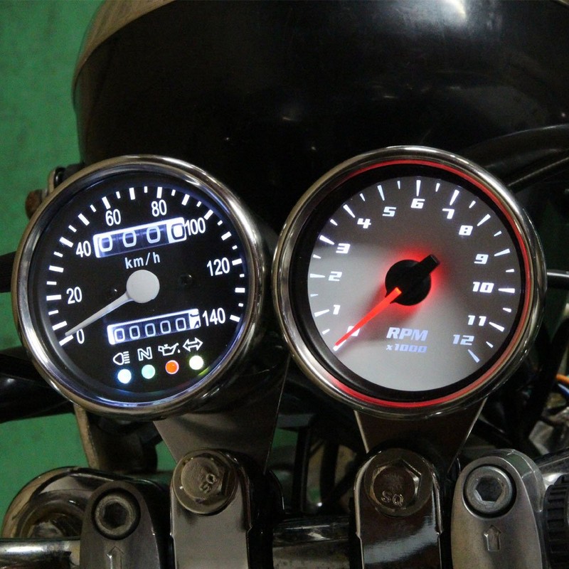 Rise Corporation T07Z990001BK Motorcycle Tachometer, LED Backlight Function, 12,000 RPM,