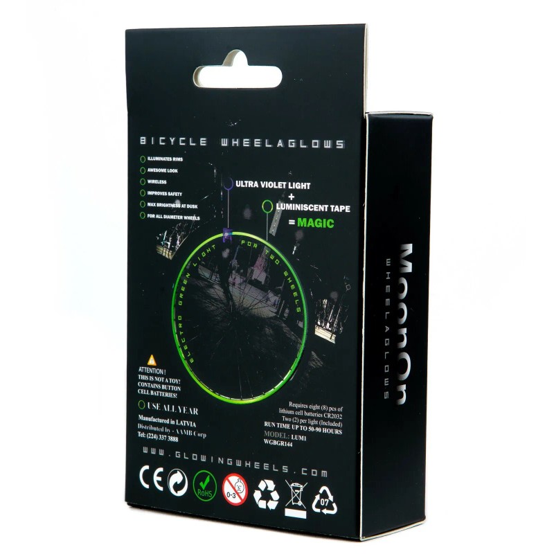 MoonOn Bicycle Luminescent LED UV Light System Rim Wheel Glow