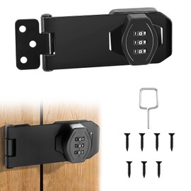 YanBous Hasp Lockable 4 Inch Security Hasp, Combination Lock, Door Lock, Cabinet Lock, Black Metal Door Bolt for Small Doors in Cupboards, Drawer Cabinets (Black)