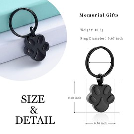 shajwo Cremation Ash Urn Keychain for Pet Ashes Cremation Jewelry for Human Ashes Dog Cat Cremation Keepsake Memorial Urn Keychain Ash Holder for Women Men (Paw Black