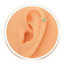 20G Sterling Silver helix Cartilage Earring Hoop - ear ring - green opal cartilage earring, silver cartilage hoop