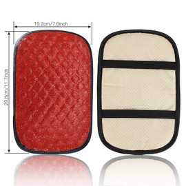 OTOSTAR Bling Bling Car Armrest Cover Luster Crystal Car Center Console Cover Protector Universal Auto Arm Rest Cushion Pads Car Interior Decor Accessories (Red)