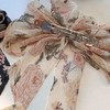 Boho Floral Bow Hair Clip Large Flowers Hair Bow Silky