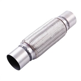 JOIUYOLJ 2''x 8'' Stainless Steel Flexible Exhaust Pipe Double Braid Heavy Duty Universal Muffler Pipe ReplacementOverall Length 12'' for Cars and Trucks