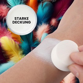 Festicy Professional Theatre Make-Up, White, 40 g Including Sponge, Carnival Make-Up 2025, EN 71-3 & Reach Certified, Fancy Dress Make-Up White for at Least 60 Faces, Carnival Make-Up White