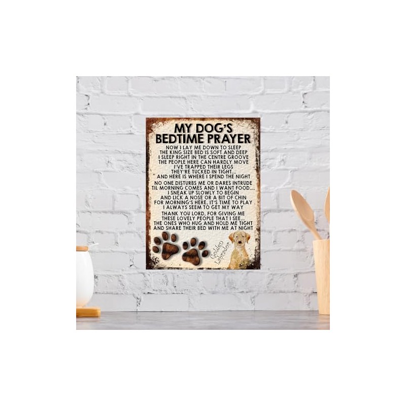 MY DOG'S BEDTIME PRAYER RETRO STYLE METAL TIN SIGN/PLAQUE (GOLDEN