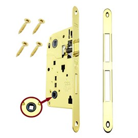 Lock Terms and Conditions Interior Door for Bathroom Toilet Centro Series (Front 18 x 196, Rail and Chain, Shiny Brass)